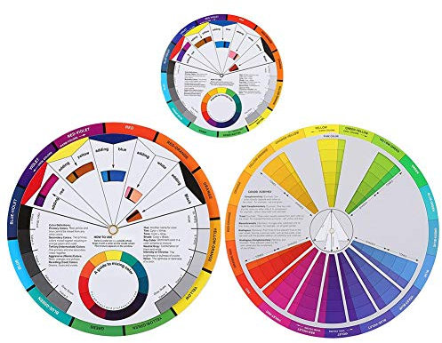Dioche 3 Stück Farbrad, 9,2 Zoll + 9,1 Zoll + 5,5 Zoll Pocket Color Mixing Guide Rad zum Tätowieren, Malen, Entwerfen von Farbmischungsanleitungen
