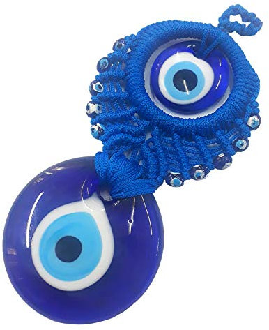 Perlin Nazar Boncuk Boncugu Türkisch Blau Evil Eye Wandbehang 18cm Ornament Amulett Dekoration Home Decor Schutz Segen Geschenk Glasperlen Anhänger für Auto Haus und Büro