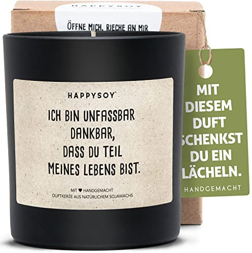 Liebevolle Duftkerze im Glas mit Spruch - handgemacht - nachhaltiges persönliches Geschenk - schöne Geschenkidee beste Freundin Freund Partner Partnerin - dankbar Danke sagen Dankeschön