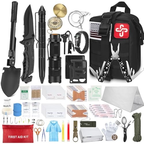 TAIMASI 238 Pcs Emergency Survival Kit with First Aid Kit and Molle Pouch