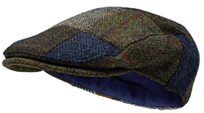 Borges & Scott Die Muir - Patchwork Flat Cap - 100% Wolle - Harris Tweed - Wasserabweisend - 54cm