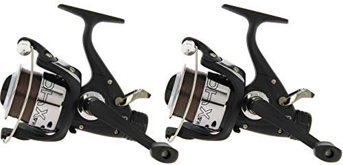DNA Leisure 2 x Karpfen-Freiläufer, Max40, 2BB Angelrollen für Angeln mit 3,6 kg Schnur, Schwarz