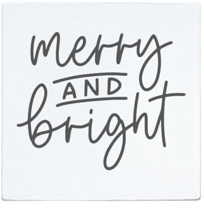 May and Berry Holzstempel - Merry and bright, 45x45mm, Weiß