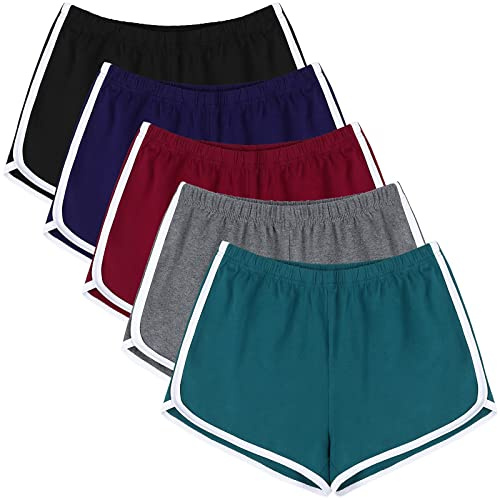 URATOT 5 Pack Shorts for Women Summer Casual Lounge Short Comfy Cotton Dolphin Shorts Athletic Gym Yoga Running Short Pants