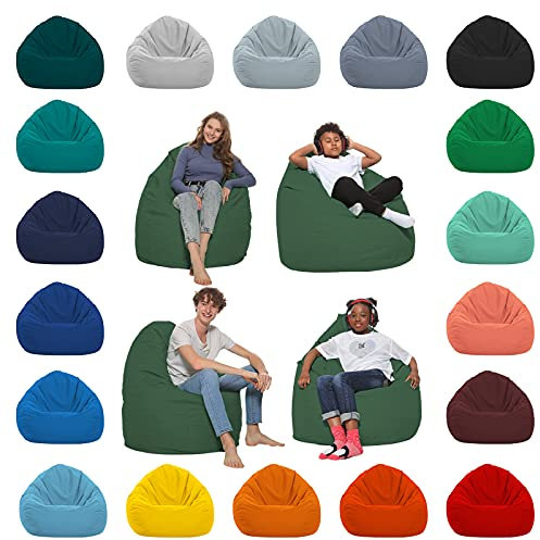 HomeIdeal - Sitzsack XXL Bodenkissen für Erwachsene & Kinder - Geeignet für Gaming oder Entspannen - Indoor wie Outdoor da er Wasserfest ist - mit EPS Perlen, Farbe:Dunkelgrün, Größe:XXL