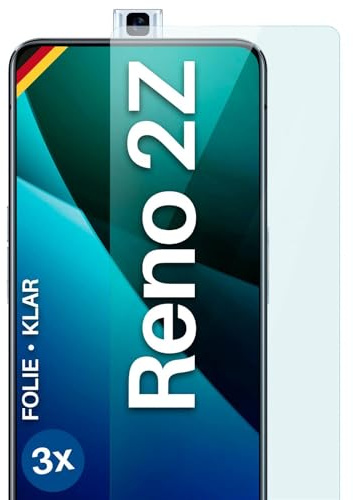 moex für Oppo Reno2 Z Schutzfolie Displayschutz Folie Ultra-klar HD 0,2 mm kompatibel mit jeder Hülle, Anbringen ohne Blasen, Handyfolie Extra Kratzfest, FlexProtect 3 Stück