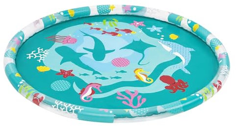 Bestway Sprinkler Splash Pad, Kids Outdoor Garden Paddling Pool, Marine-Life Ocean Print Splash Pad Sprinkler, Ages 2+