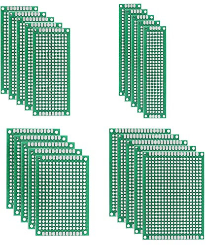 sourcing map 20Stk. Doppelseitig PCB Platinen Leiterplatten Kit (4 Größen 4x6 5x7 3x7 2x8) Prototyping Platine für DIY Löten elektronischen Projekten Praxistest Schaltung