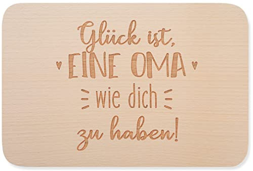 JUNIWORDS Frühstücksbrettchen, Glück ist, eine Oma wie dich zu haben, Holzbrett Frühstücksbrett Holzbrettchen