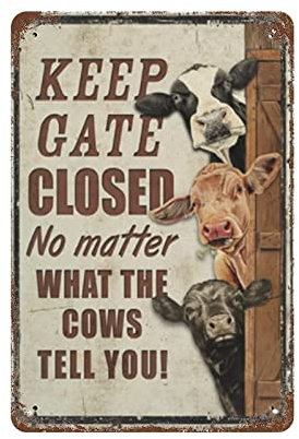 Cartel de Metal con puerta cerrada de vacas, cartel de placa de aluminio Vintage, cartel de pintura de hierro, cartel de estaño para Bar, hombres, cueva, cafetería, garaje al aire libre, decoración de
