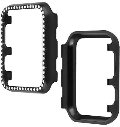 Glitter Custodia Compatibile con Apple Watch 45mm Serie 7, Custodia Protettiva Paraurti Struttura in Lega di Alluminio Protezione Completa Bumper Cover Compatibile con Apple iWatch 45mm Serie 7 (Nero)