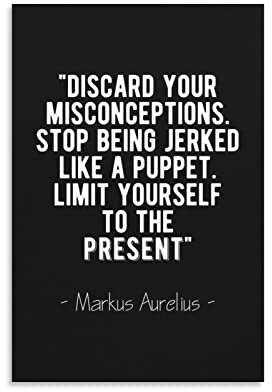 Schwarz-weißer Marcus Aurelius Limit To The Present Stoic Poster, dekoratives Gemälde, Leinwand, Wandkunst, Wohnzimmer, Schlafzimmer, Gemälde 40 x 60 cm
