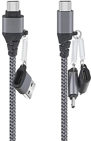 Câble multi USB, 60W 3A Lightning/USB C vers USB C câble de charge, USB A/USB C vers iP/Micro USB/Type C câble de charge universel multi-voies en nylon pour Samsung Huawei Phablet,compatible Lightning