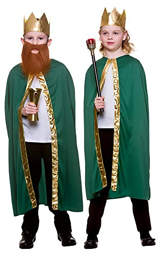 Wicked Costumes Kids Wise Man Robe & Crown Fancy Dress Costume - Green (One Size)