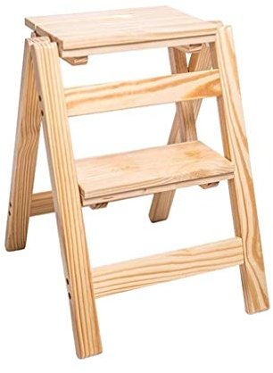 Holzstufe Klappleitern Hocker Bibliotheksstufen Multifunktionale Holzleiter Hocker Küche Büro Verwendung Leiterstuhl (D)