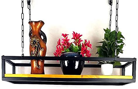 Deckenregal Blumentopf Pflanzen Halter Aufhänger Blumenständer Deckenhänger Küchenhänger Pflanzengeländer hängende Blumenkörbe, für Bar, Terrasse, Garten, Balkon, dekorativ (Size : 80x25x15cm)