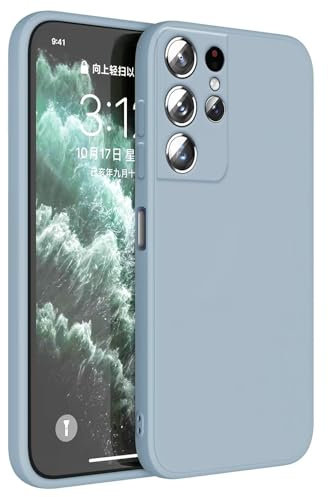 Topme Coque pour Samsung Galaxy S21 Ultra (6.8 inches) Etui Housse, Protecteur de Peau en Silicone TPU - Bleu fumé