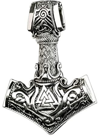Treasure Bay men's Jewellery - 925 Sterling Silver Viking Pendant Amulet Thor Hammer Necklace for Men and Women