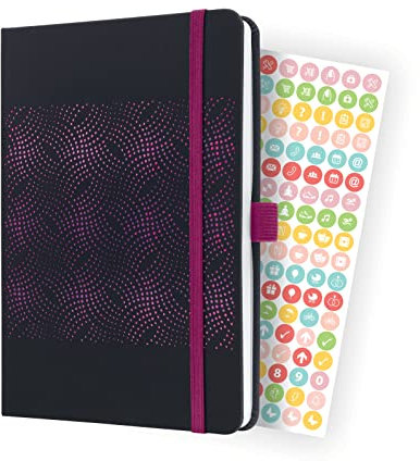 SIGEL J4213 Wochenkalender Jolie 2024, ca. A5, schwarz, pink, Hardcover, Gummiband, Stiftschlaufe, Einstecktasche, 174 S., aus nachhaltigem Papier, Terminplaner