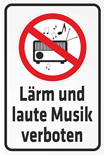 Indigos UG Aufkleber Lärm und laute Musik verboten 300x200 mm Hotel, Firma, Schutz, KITA, Arzt, Praxis, Wohnung Sicherheit Warnung