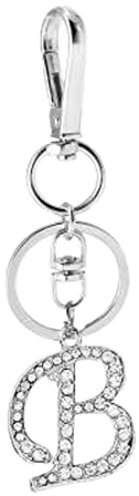 Rohans Porte-clés de voiture en alliage plaqué argent avec lettre initiale de l'alphabet en cristal et strass, b, taille unique