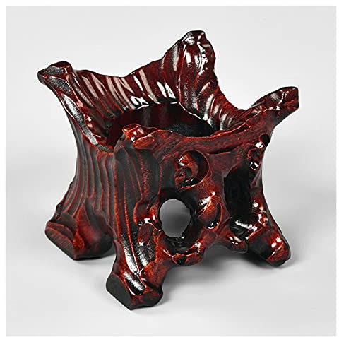 LUCBEI Bonsai-Basis Holzwurzel-Carving-Basis-roter und schwarzer unregelmäßiger Display-Stand for Home Büro-Dekoration 3 Größen Stabiler Ausstellungsstand für Heimdekoration (Size : S)