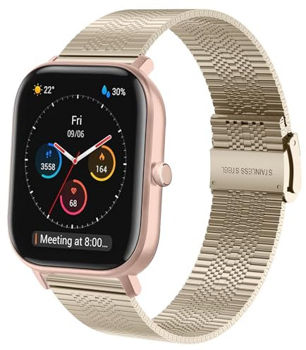 Cinturino in Acciaio Inossidabile 20mm per Amazfit GTS 4, GTS 4 Mini, GTS 2, GTS 3, Bip U Pro, GTR Mini, Active - Metallo