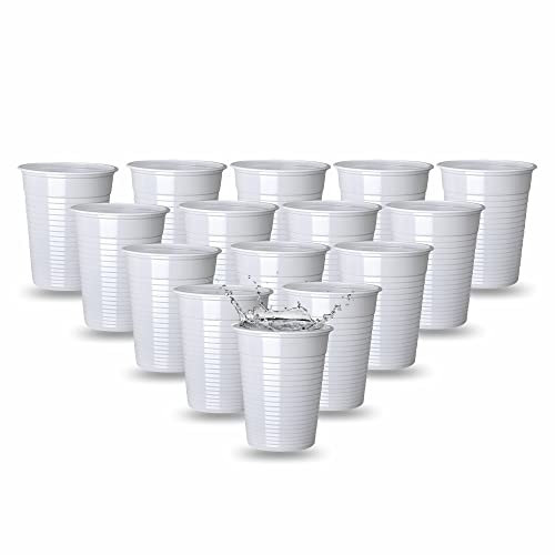LORD C Plastic Cups Glasses Party Drinking Reusable Kids Cold Drink Cup for Beer Water Juice Slush Dessert Recycled Novelty Small Camping Travel Parties Events Birthday Drinks 7oz (60 Pk) (White)