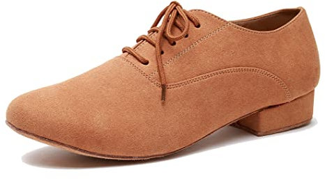 MINITOO Herren Latin Tango Tanzschuhe Braun mit Blockabsatz L274 EU 45