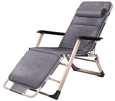 Patio Lounger In Garden &Outdoors Deck Chair Folding Zero Gravity Chair with Cotton Pad Portable Reclining Lawn Chairs Supports 200kg (Color : Gray)