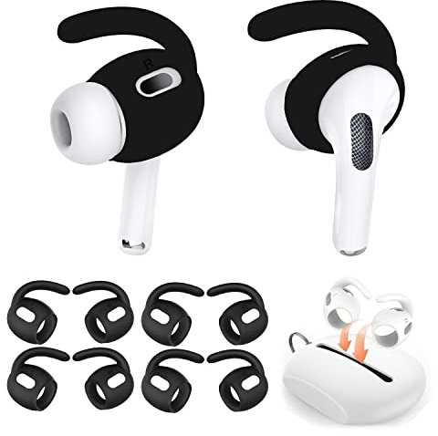Mijusun 4 Pairs Replacement Ear Hooks for AirPods Pro 2 with Silicone Storage Pouch, Earbuds Cover for AirPods Pro2 Accessory Wing Ear Tips Black