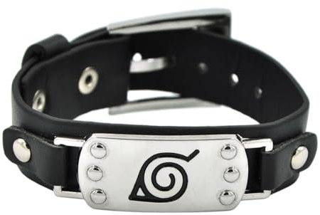CosplayStudio PU-Leder Armband mit Kleiner Konoha Stirnplatte für Naruto Fans