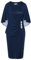 Hanna Nikole Sommerkleid Damen Elegant Glitzer Partykleid Chiffon Schal Rundhals Knielang Cocktailkleid Navy Blau XL