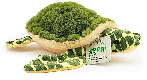 Zappi Co Peluche 100% recyclée, Tortue Marine (33cm de Large) Douce, câline, écologique Collection d'animaux pour Nouveau-né Premier Enfant