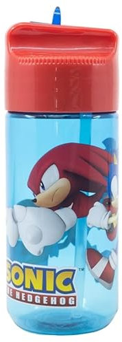 SONIC THE HEDGEHOG Sonic Bouteille d'eau pour garçons et enfants : Bouteilles de voyage réutilisables en Tritan pour l'école – Cadeau parfait, bouteille d'eau pour enfants, bouteille d'eau pour