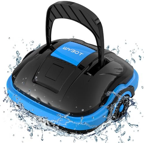 WYBOT Robot de Piscine avec Batterie à Double Moteur, stationnement Automatique, Nettoyeur Automatique pour Piscine Hors Sol/encastrée jusqu'à 50 m²