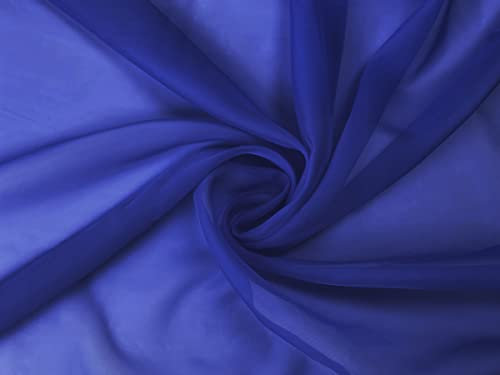 Voile Stoff Meterware am Stück - 150 cm Breite - Gardienenstoff, Dekostoff zum Nähen - Blau