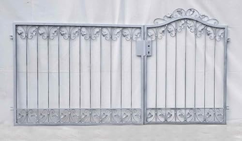 Gartentor Hoftor Tor Metall Schmiedeeisen Monaco-GFT300/80RBS Feuer Verzinkt mit Einfahrtstor mit Tür Pforte 3m 300cm Doppelflügeltor