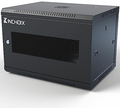 Kinchoix Netzwerk-Serverschrank, Wandmontage, 9U, Netzwerk-Rack-Gehäuse für Computer, Router, Schalter, Netzwerk, elektronische Geräte, abnehmbare Seitenteile und Schlösser, 50 cm Tiefe