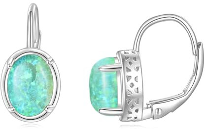 POPLYKE Grüner Opal Ohrringe für Frauen Sterling Silber Leverback Ohrringe Grüner Opal Schmuck Geschenk für Mädchen (grüner Opal)