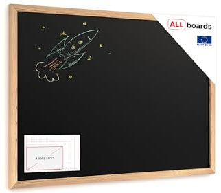 ALLboards Schwarze Kreidetafel 70x50 cm, ECO-Holzrahmen, Schwarz, Schreibtafel, Kreide, Kreidetafel zum aufhängen, Tafel schwarz, Kreidetafel mit Holzrahmen, Wand Tafel Holz, Tafel gastronomie