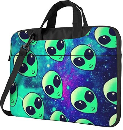 Green Aliens Print Tragbare Computertasche Tragbare Computertasche Ultradünne Computertasche, Schwarz , 13 inch