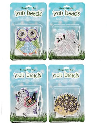 Happy Price Toys Midi Stiftplatte mit Bügelperlen im 4er Set - Blisterpackung (Tiere 1)