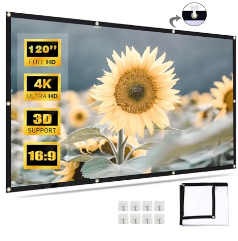 Ecran de Videoprojecteurs, Projecteur étanche épaissi Pliable écran, Double Face Anti-Plis Projection pour Vidéoprojecteurs, Fête, Hone Cinéma (120 Pouces)