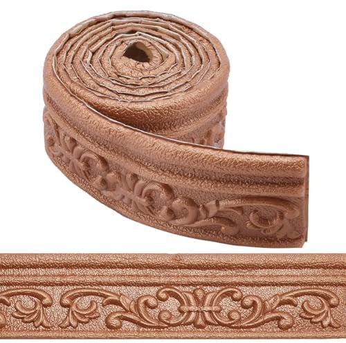 CRASPIRE Moldura de Corona Marrón de 82 x 3.3 in, Autoadhesiva, de Espuma Flexible, (2)D, Adhesivo Decorativo, Borde de Pared, Borde de Espuma, Zócalo, Espejo, Borde, Líneas de Pared, Decoración