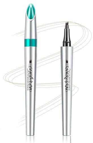 LINXINS Microblading Eyebrow Pen with 4 Fork Tip Tattoo Pencil Creates Natural Long Lasting 3D Eyebrow Eyebrow Waterproof Eyebrow Pen (Light Brown)