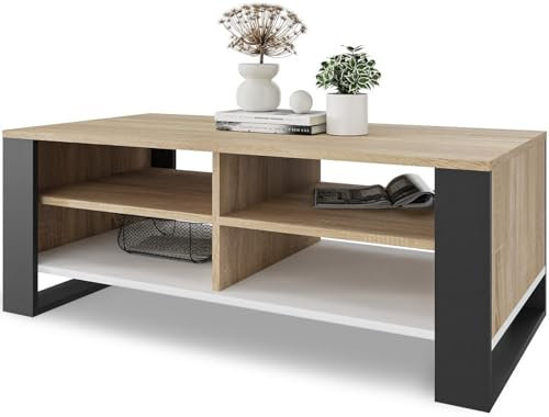 Meble Pitus Couchtisch - Wohnzimmertisch Modern - Couchtisch mit Stauraum 90 x 50 x 50cm - Tisch für Wohnzimmer - Sonoma-Eiche