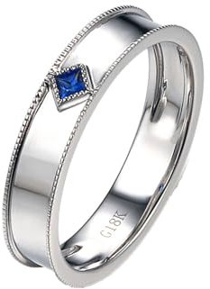 Herren Ringe, Männer 18K Weißgold Ehering mit Saphir (Größe Anpassen)