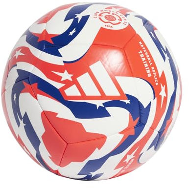 adidas Unisex-Adult FIFA Club World Cup Training Soccer Ball, White/Lucid Red/Power Blue/Black, 3