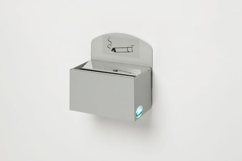 PROREGAL Robuster Wandascher mit Schild | 0,4 Liter, HxBxT 16x14x9,8cm | Verzinkter Stahl | Silber | Ascher Aschenbecher
